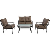Hanover Deep Seating Hanover - Palm Bay 4 Piece Steel Seating Set: Loveseat, 2 Side Chairs, Coffee Table