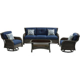 Hanover Deep Seating Hanover - Strathmere 4-Piece Lounge Set in Navy Blue