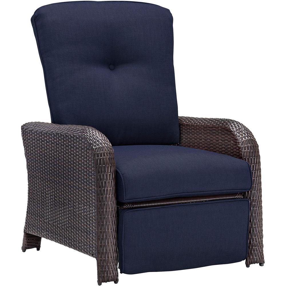 Hanover Deep Seating Hanover Strathmere Luxury Recliner in Navy Blue