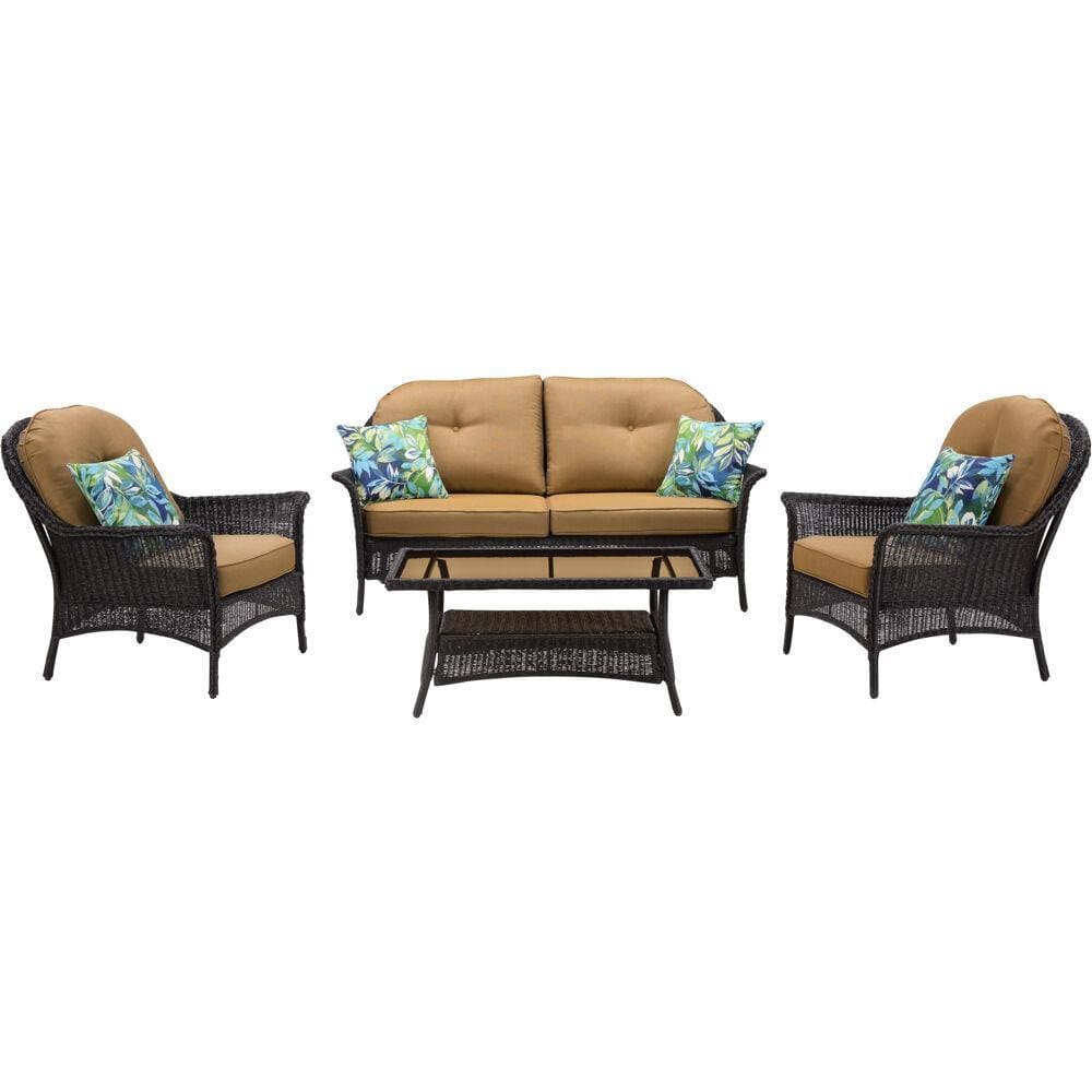 Hanover Deep Seating Hanover - Sun Porch 4pc Set: 1 Loveseat, 2 Side Chairs and Coffee Table