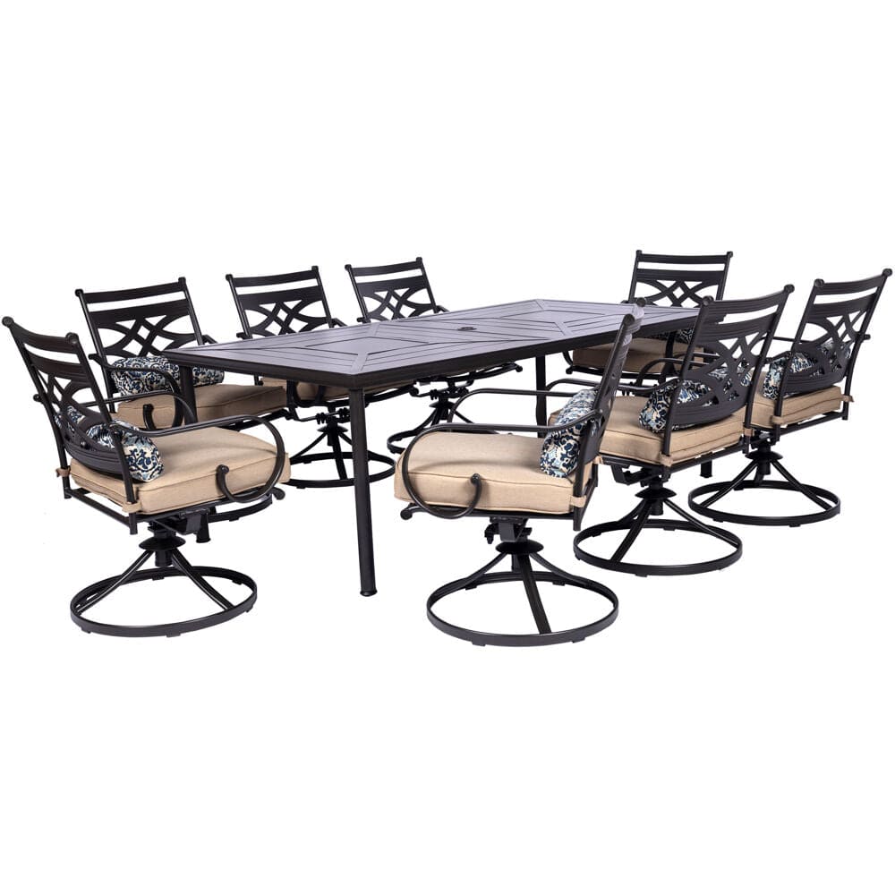 Hanover Dining Hanover - Montclair9pc: 8 Swivel Rockers, 42"x84" Rectangle Dining Table