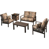 Hanover Fire Pit Chat Set Hanover - Cedar Ranch 5pc Set: 2 Camo Chairs, Loveseat, Coffee Table and Sling Fire Pit