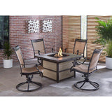 Hanover Fire Pit Chat Set Hanover Fontana 5-Piece Fire Pit Chat Set with 4 Sling Swivel Rockers and a 40,000 BTU Gas Fire Pit Coffee Table