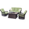 Hanover Fire Pit Chat Set Hanover - Orleans 4-Piece Woven Lounge Set with Fire Pit Table in Avocado Green