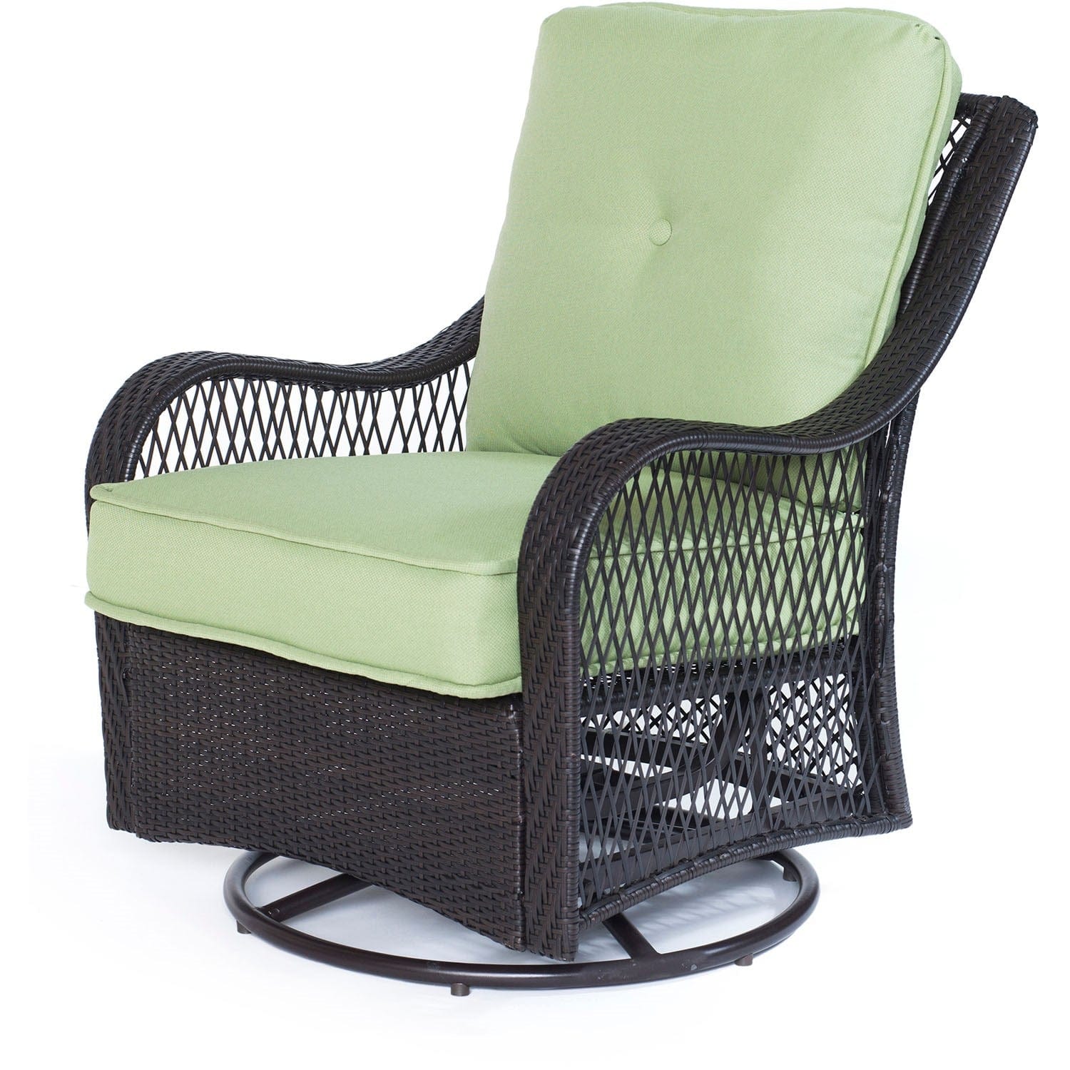 Hanover Fire Pit Chat Set Hanover Orleans 5-Piece Fire Pit Chat Set with a 40,000 BTU Fire Pit Table and 4 Woven Swivel Gliders in Avocado Green | 37x37 | ORL5PCSW4SQFP-GRN
