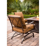 Hanover Fire Pit Chat Set Hanover - Stone Harbor 5pc Fire Pit (4 cushion rockers, 40" square fire pit)