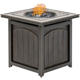 Hanover Fire Pit Chat Set Hanover - Traditions 3-Piece Fire Pit Chat Set in Natural Oat/Bronze with 2 Cushioned Rockers and a 26-In. Square Fire Pit Side Table | TRAD3PCFPSQ-TAN