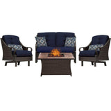 Hanover Fire Pit Chat Set Hanover - Ventura 4-Piece Fire Pit Chat Set in Navy Blue