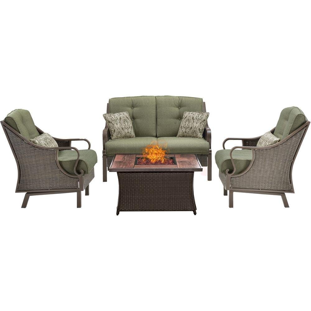 Hanover Fire Pit Chat Set Hanover - Ventura 4-Piece Fire Pit Chat Set in Vintage Meadow