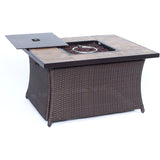 Hanover Fire Pit Chat Set Hanover - Ventura 4-Piece Fire Pit Chat Set | with Tan Tile Top | Brown/Navy | VEN4PCFP-NVY-TN