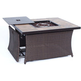 Hanover Fire Pit Chat Set Hanover - Ventura 4-Piece Fire Pit Chat Set | with Tan Tile Top | Brown/Navy | VEN4PCFP-NVY-TN