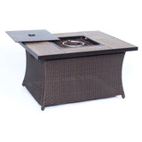 Hanover Fire Pit Chat Set Hanover - Ventura 4-Piece Fire Pit Chat Set | with Wood Grain Tile Top | Brown/Meadow Green | VEN4PCFP-GRN-WG