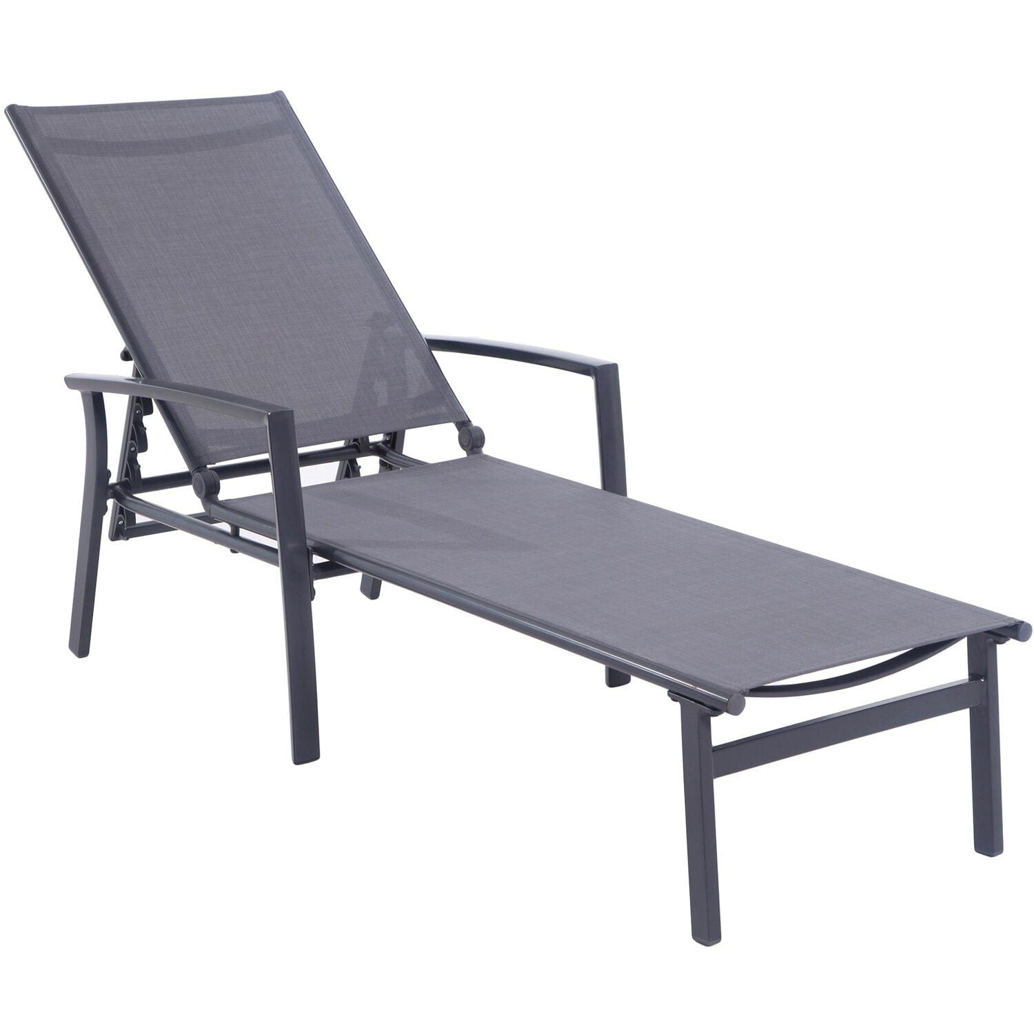Hanover Fire Pit Chat Set Naples 3-Piece Chaise Lounge Set featuring a 40,000 BTU Tile-Top Fire Pit Table with Burner Cover Gray Frame/ Gray Sling | NAPCHS3PCFP-GRY