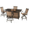 Hanover Fire Pit Dining Set Hanover Fontana 5-Piece High-Dining Set in Tan with 4 Counter-Height Swivel Chairs and a 30,000 BTU Fire Pit Dining Table