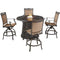 Hanover Fire Pit Dining Set Hanover Fontana 5-Piece High-Dining Set in Tan with 4 Counter-Height Swivel Chairs and a 40,000 BTU Cast-top Fire Pit Table, FNT5PCPFPRD-BR