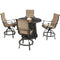 Hanover Fire Pit Dining Set Hanover Traditions 5-Piece High-Dining Set in Tan with 4 Padded Counter-Height Swivel Chairs and a 40,000 BTU Cast-top Fire Pit Table