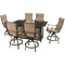Hanover Fire Pit Dining Set Hanover Traditions 7-Piece High-Dining Set in Tan with 6 Padded Counter-Height Swivel Chairs and a 30,000 BTU Fire Pit Dining Table