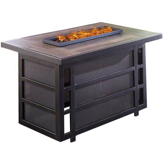 Hanover Fire Pits Hanover - Chateau Rectangle KD Fire Pit: Sling/Aluminum Base with Drop-in-Tile Top