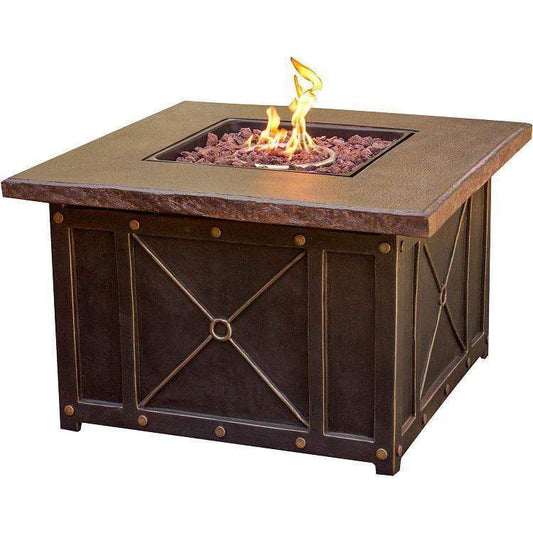 Hanover Fire Pits Hanover - Hanover Summer Night 40" Gas Fire Pit with Durastone Top, Lava Rocks