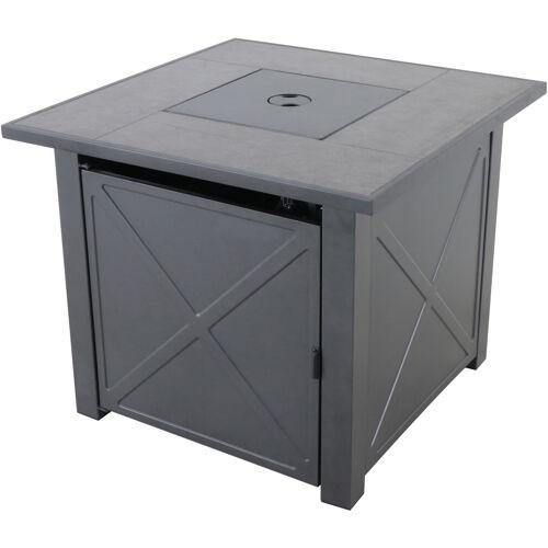 Hanover Fire Pits Hanover - Naples Steel Gas Fire Pit with Tile Top and Light Gray Lava Rocks