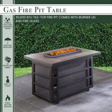 Hanover Gas Fire Pit Hanover- Chateau 30,000 BTU Gas Fire Pit CoffeeTable | 40x25 | Sling/Aluminum Base with Drop-in-Tile Top - Cast - CHATEAUFP-REC