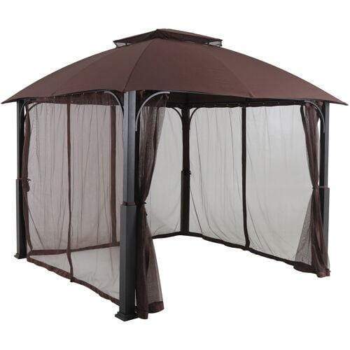 Hanover Gazebo Morning Vale 9.8' D x 9.8' W x 9.4' H Gazebo with Mosquito Netting in Brown