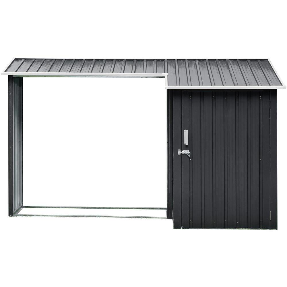 Hanover Hanover 2-in-1 Galvanized Steel Multi-Use Shed with Firewood Storage