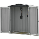 Hanover Hanover 3-Ft. x 5-Ft. x 6-Ft. Galvanized Steel Apex Patio Storage Shed with Handle Lock and 2 Tool Hooks, Dark Gray/White