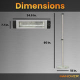 Hanover Hanover 34.6-In. Wide Electric Carbon Infrared Heat Lamp with Remote Control and Stainless Steel Stand, Silver