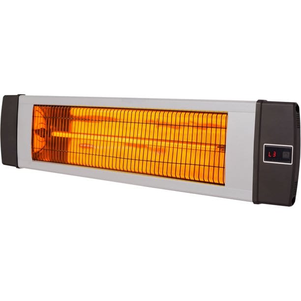 Hanover Hanover 34.6-In. Wide Electric Carbon Infrared Heat Lamp with Remote Control and Stainless Steel Stand, Silver