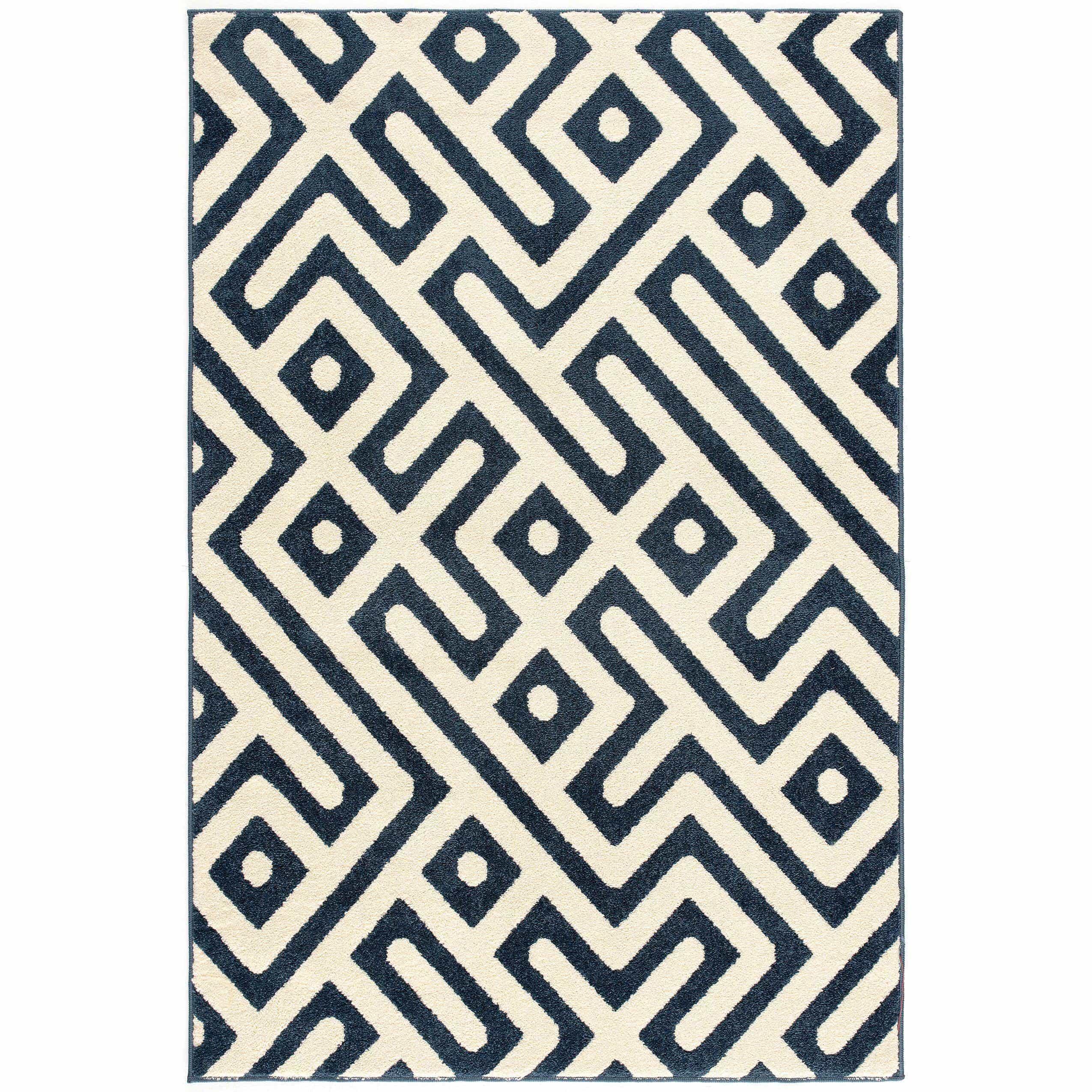 Hanover Hanover 4 Ft. x 6 Ft. Indoor/Outdoor Backless Rug with 5000 Hours of UV Protection - Greek Key Royal Blue