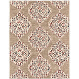 Hanover Hanover 4 Ft. x 6 Ft. Indoor/Outdoor Backless Rug with 5000 Hours of UV Protection -Moroccan-Inspired Light Red/Tan Ikat Design