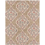 Hanover Hanover 4 Ft. x 6 Ft. Indoor/Outdoor Backless Rug with 5000 Hours of UV Protection -Moroccan-Inspired Light Red/Tan Ikat Design