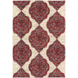 Hanover Hanover 4 Ft. x 6 Ft. Indoor/Outdoor Backless Rug with 5000 Hours of UV Protection -Moroccan-Inspired Red/Tan Ikat Design