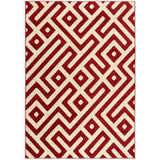 Hanover Hanover 5 Ft. x 8 Ft. Indoor/Outdoor Backless Rug with 5000 Hours of UV Protection - Greek Key Red