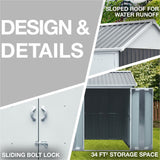 Hanover Hanover 6-Ft. x 8-Ft. x 7-Ft. Galvanized Steel Nordic Storage Shed with Window and Sliding Bolt Lock, Dark Gray/White