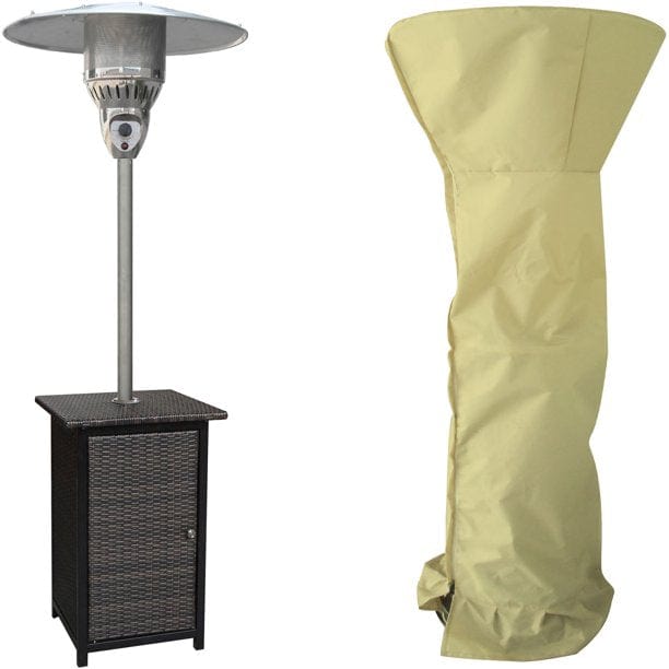 Hanover Hanover 7-Ft. 48,000 BTU Square Wicker Propane Patio Heater in Brown/Stainless Steel with Weather-Protective Cover
