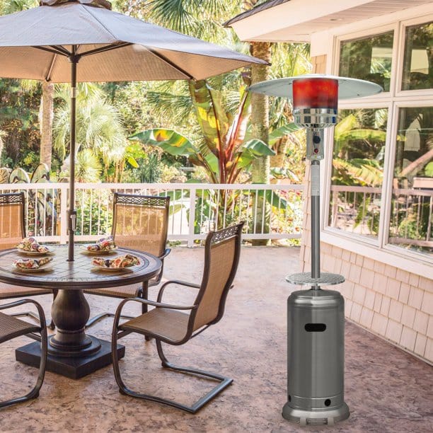 Hanover Hanover 7-Ft. 48,000 BTU Steel Umbrella Propane Patio Heater in Stainless Steel with Weather-Protective Cover