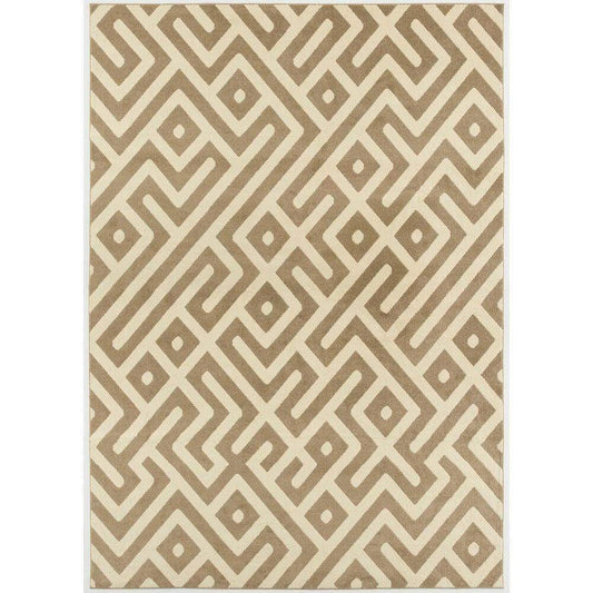 Hanover Hanover - 9 Ft. x 12 Ft. Indoor/Outdoor Backless Rug with 5000 Hours of UV Protection - Greek Key Tan