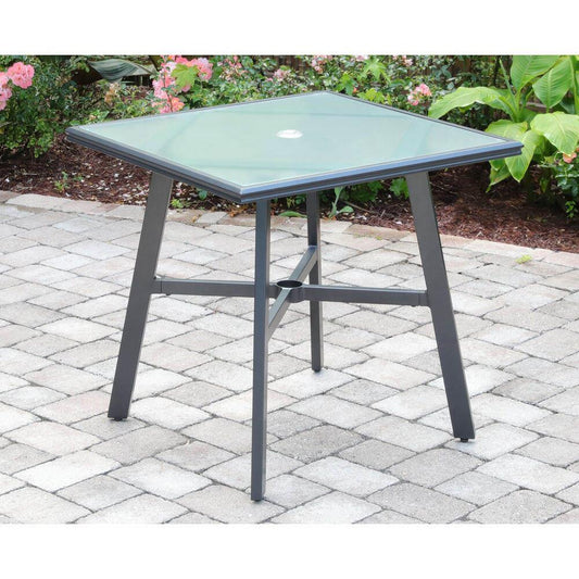 Hanover Hanover All-Weather Commercial-Grade Aluminum 30" Square Glass-Top Bistro Table