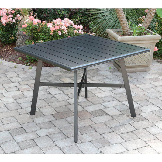 Hanover Hanover All-Weather Commercial-Grade Aluminum 38" Square Slat-Top Dining Table