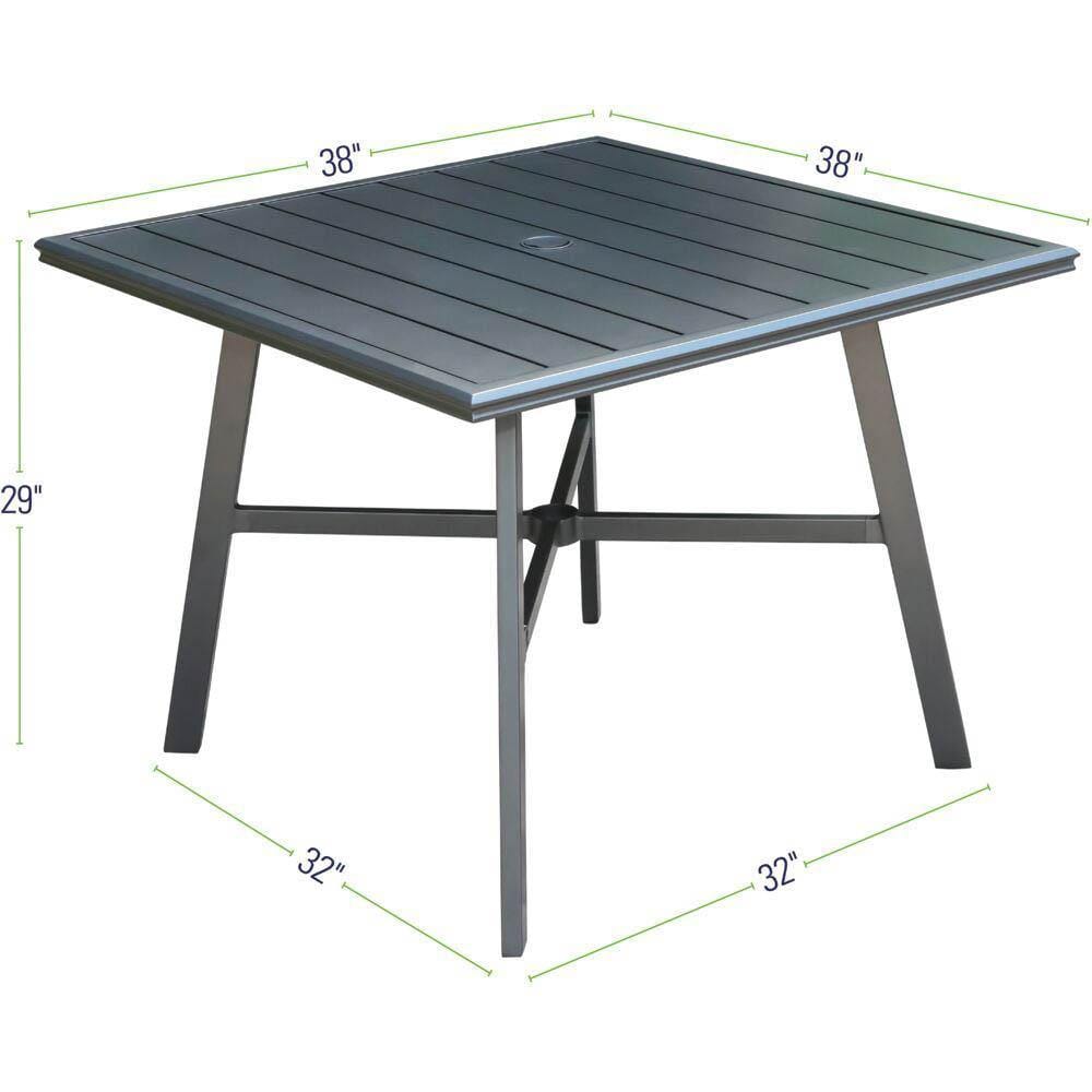 Hanover Hanover All-Weather Commercial-Grade Aluminum 38" Square Slat-Top Dining Table
