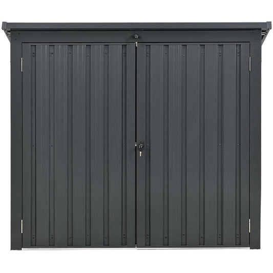 Hanover Hanover Galvanized Steel Trash and Recyclables Storage Shed with 2-Point Locking System, Dark Gray