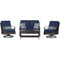 Hanover Hanover Madrid 4-Piece Wicker Chat Set with 2 Swivel Rocker Side Chairs, Loveseat and Glass Top Coffee Table in Navy