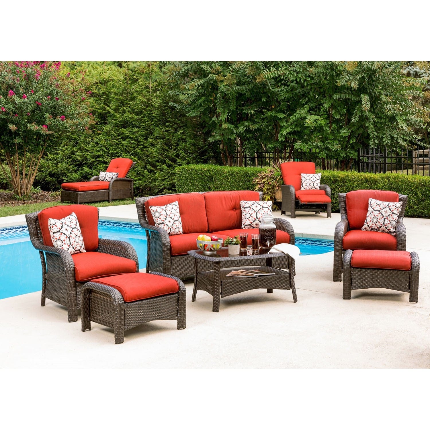 Hanover Lounge Chairs Hanover Strathmere Steel Frames Luxury Recliner in Crimson Red | STRATHRECRED