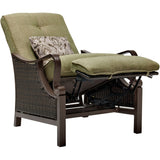 Hanover Lounge Chairs Hanover Ventura Outdoor Luxury Recliner in Vintage Meadow | with Pillow Accessory, All-weather, Resin Weave |  Brown/Olive | VENTURAREC