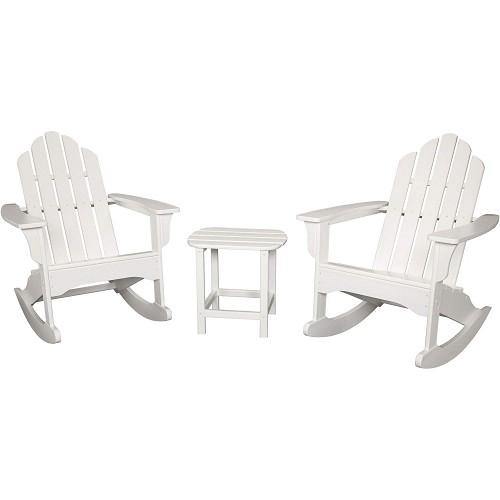 Hanover Outdoor Chairs Hanover 3-Piece All-Weather Rocking Adirondack Patio Set - White