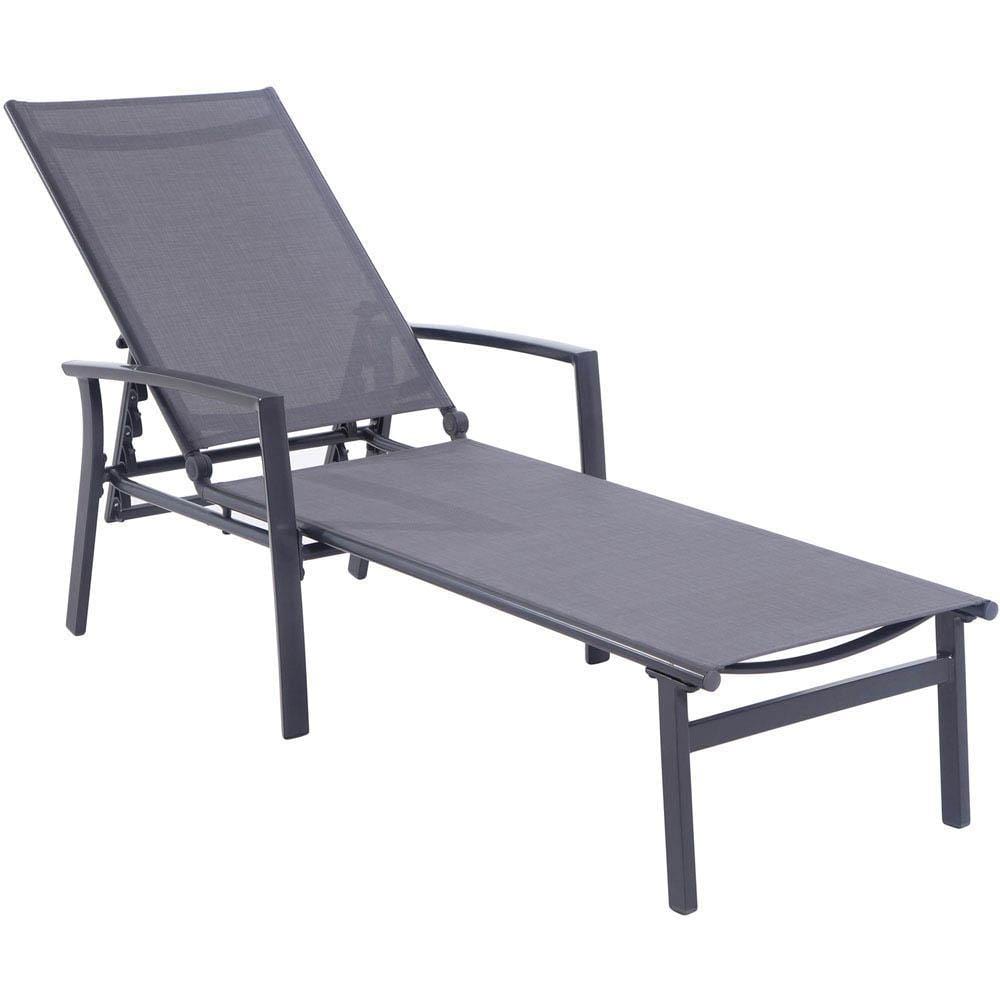 Hanover Outdoor Chairs Hanover Naples Adjustable Sling Chaise in Gray Sling and Gray Frame