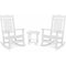 Hanover Outdoor Chairs Hanover Pineapple Cay All-Weather Porch Rocking Chair Set with 2 Rockers and an 19" x 15" Side Table in White