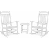 Hanover Outdoor Chairs Hanover Pineapple Cay All-Weather Porch Rocking Chair Set with 2 Rockers and an 19" x 15" Side Table in White